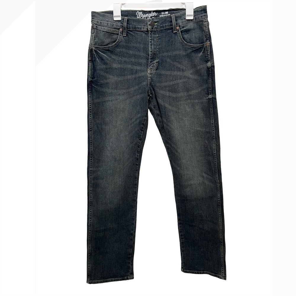 Wrangler Retro Slim Straight Jeans Mens 33x34 Dark Wash Stretch 1088MWZJM
